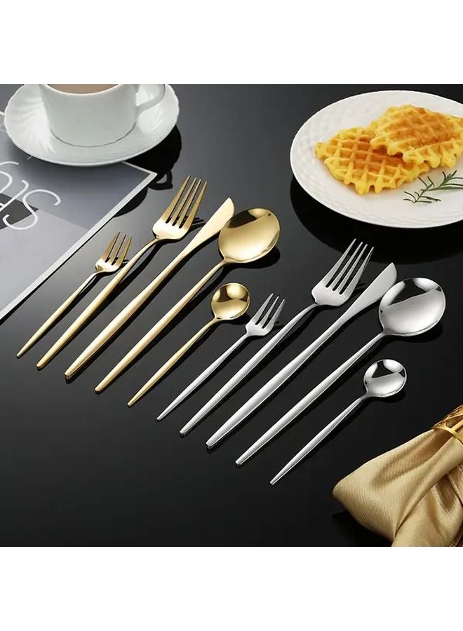 20 Piece Gold Mirror Polished Stainless Steel Tableware Set For Home Hotel Banquet - Image 5